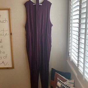 Fabletics Plum colored sleeveless jumpsuit.